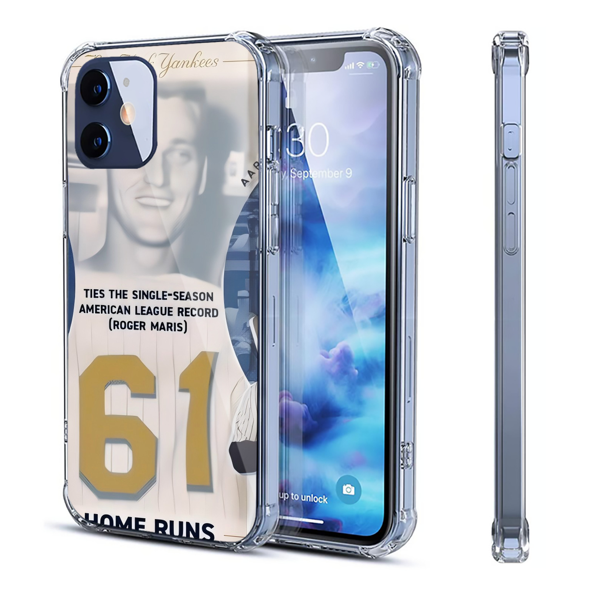 Aaron Judge 61 Home Runs 2 Clear IPhone 12 Case – Soft TPU With UV Print – Enhanced Drop Protection, Precise Fit, Anti-Fingerprint, Customizable Design, Scratch-Resistant, Yellow-Resistant